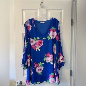 Split sleeve floral mini dress